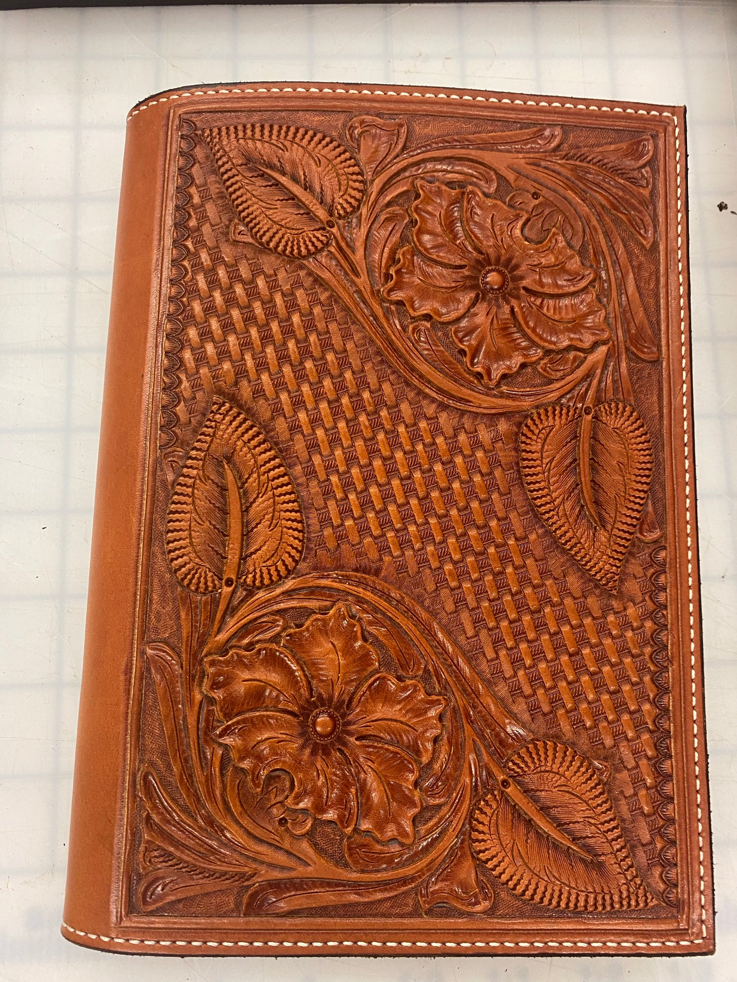 Small Notebook Cover with Floral and Basketstamp
