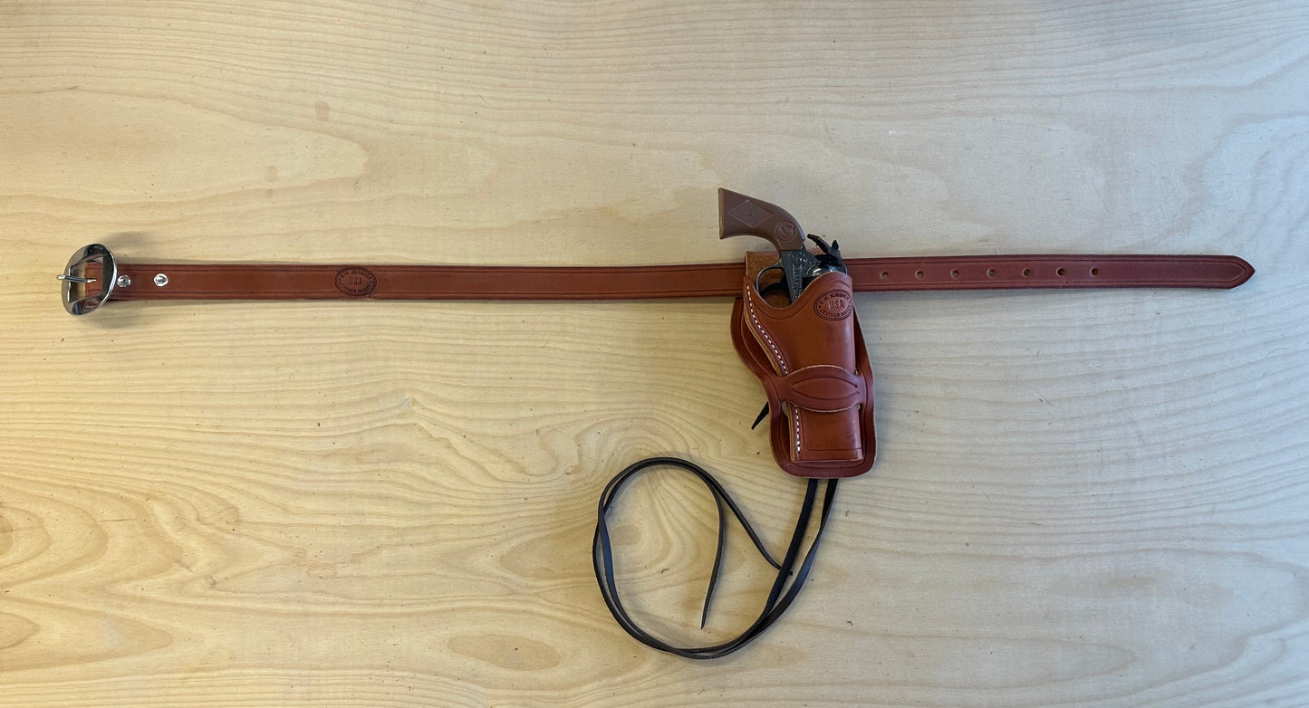 Small Single Cap Gun Rig and Leather Holster with Belt