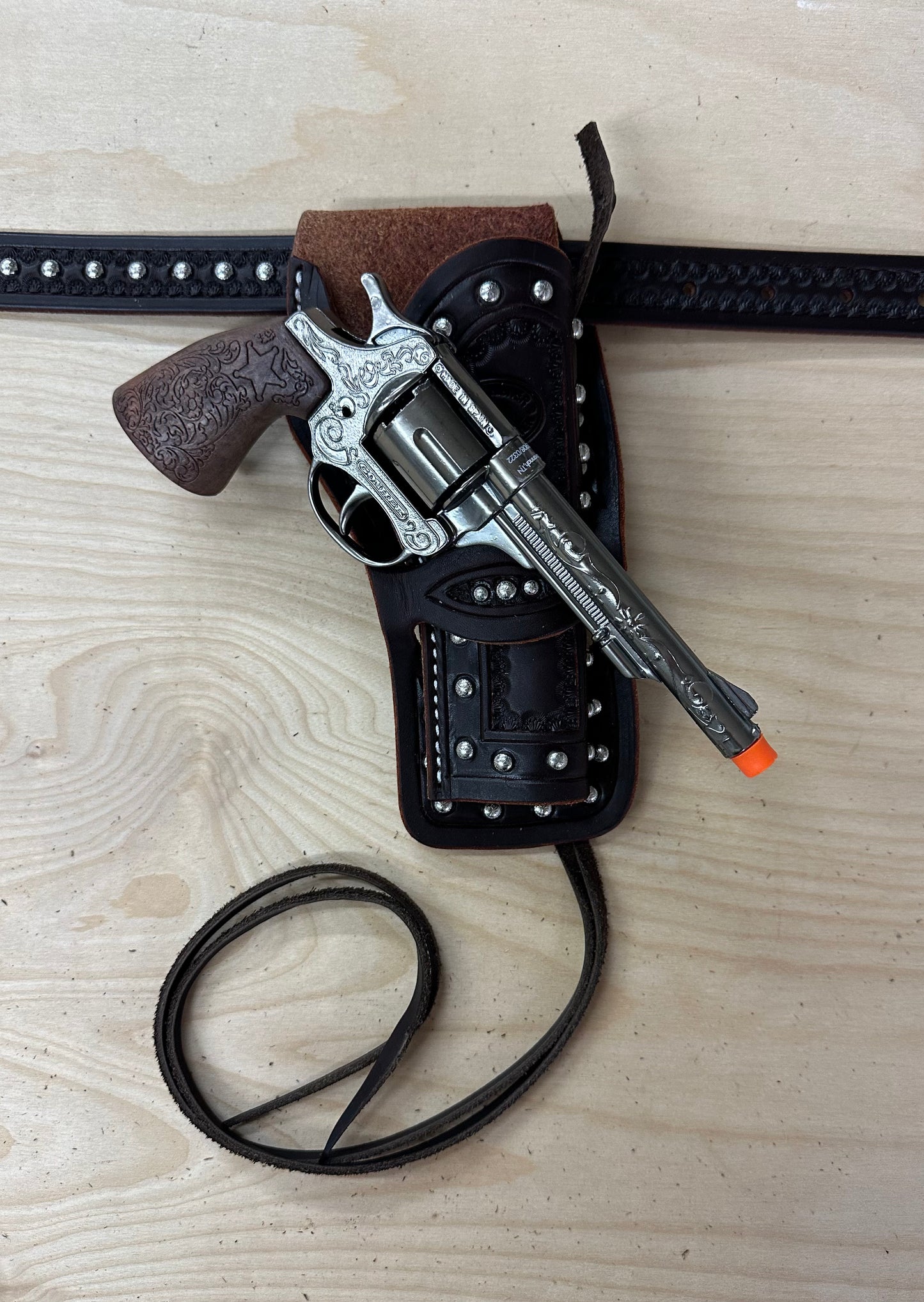 Fancy Medium Single Rig Cap Gun and Belt with Holster