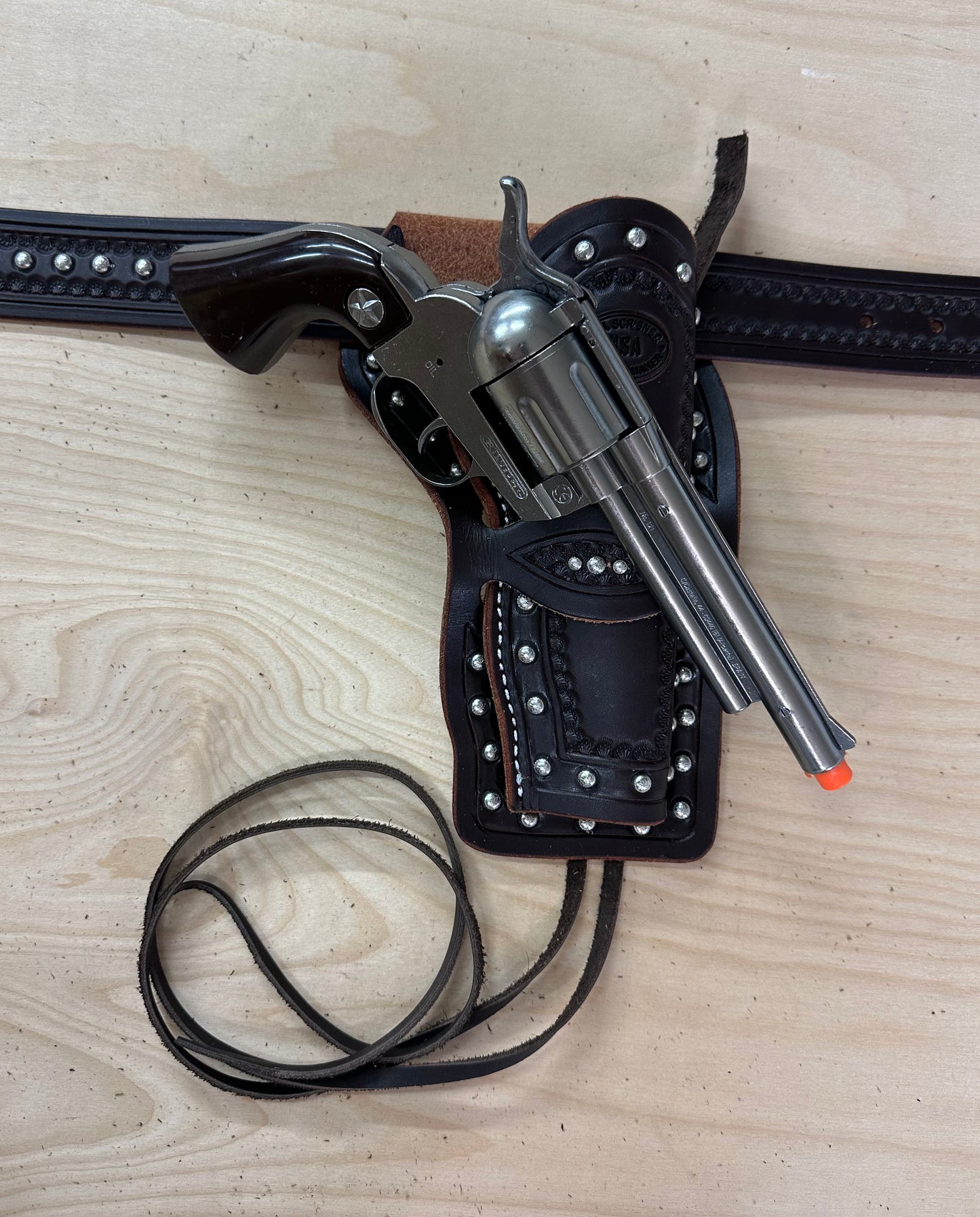 Fancy Large Double Rig Cap Gun and Belt with Holster