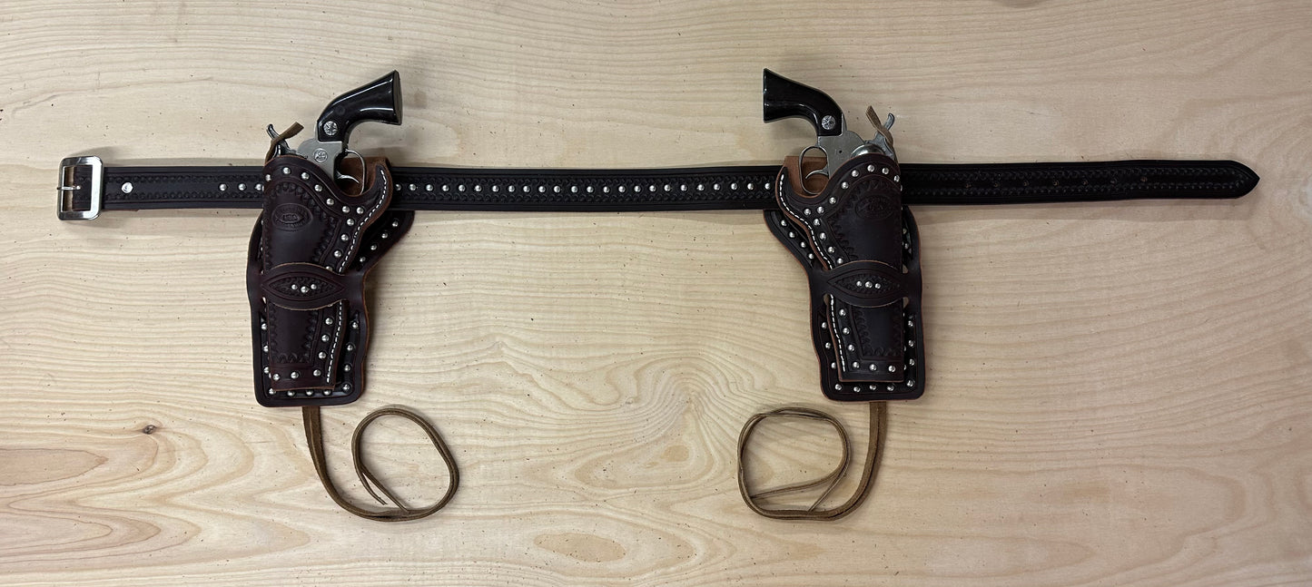 Fancy Large Double Rig Cap Gun and Belt with Holster